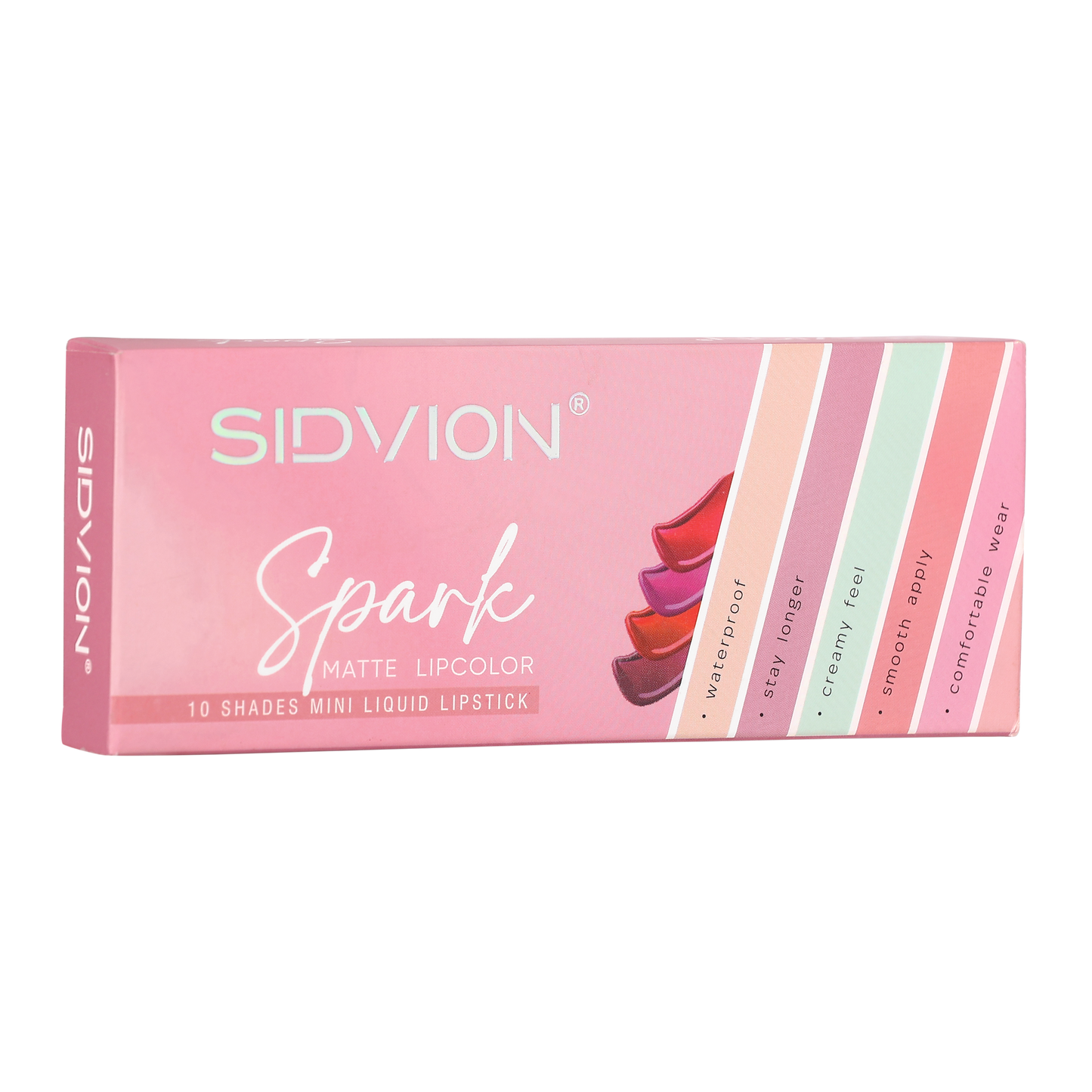 Long Lasting Lipsticks Waterproof Set of 10 Multicolor