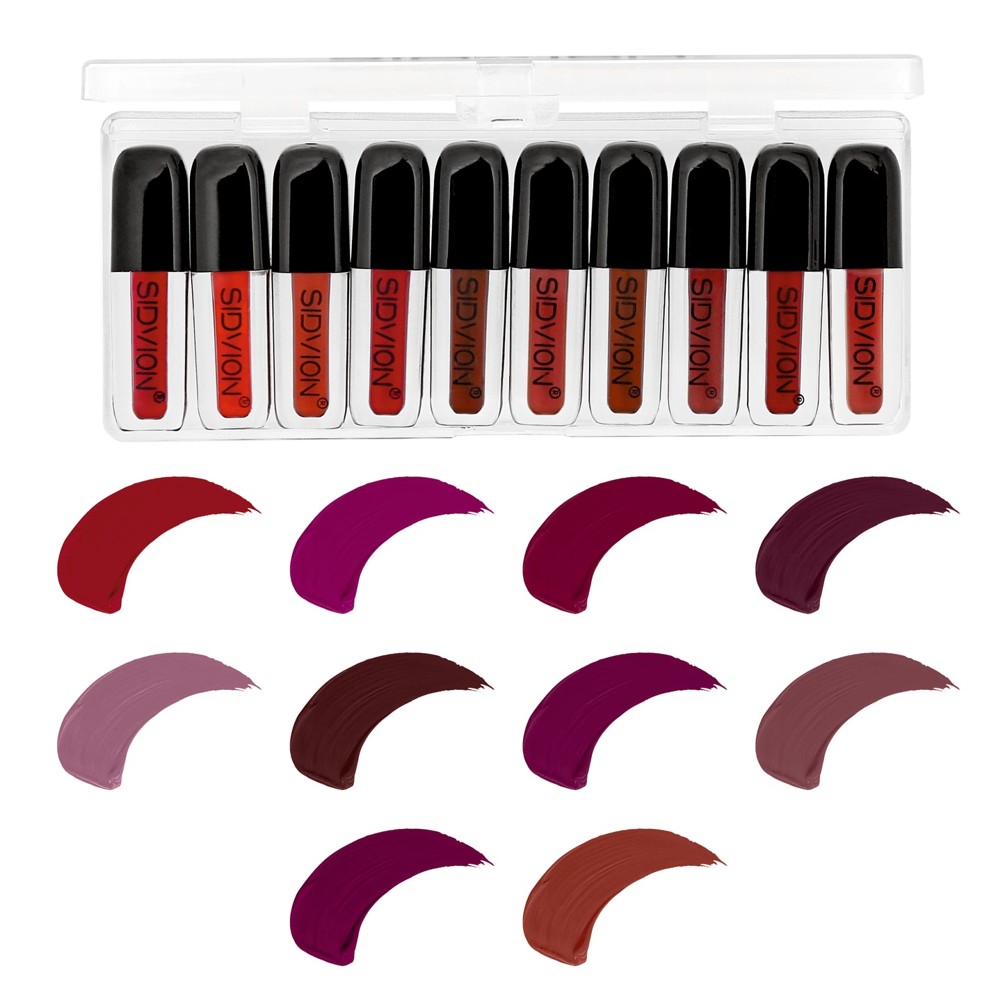 Long Lasting Lipsticks Waterproof Set of 10 Multicolor