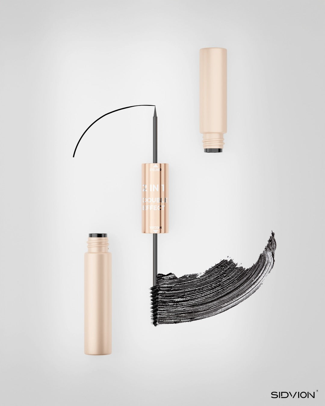 SIDVION Dual Action 2-in-1 Eyeliner & Mascara |Smudge-Proof & Waterproof Eye Makeup Duo